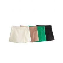 HH Frauen Mini Rock Shorts Seitlichem Reißverschluss Asymmetrische Hohe Taille Dünne Kurze Röcke Sommer Frau Elegante Solide Chic Shorts