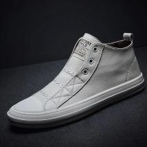 100% echtes Leder Schuhe Männer High top Mode Turnschuhe Flache Marke Schwarz Weiß Schuhe Kühlen Straße Junge Männliche Schuhe D233