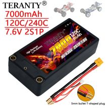 Upgradedl TERANTY 2S RC Lipo Akku 7,6V 7000mAh 120C kompatibel mit 1/10 Drift Auto Fernbedienung Auto Hartschalenbatterie