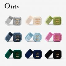 Oirlv Hochzeit Flanner Ring Box Verlobung Triple Slot Quadratische Ring Box Moderne Hochzeit Heiraten Geschenke Muti Farbe 1/2/3 Slots Ring Box