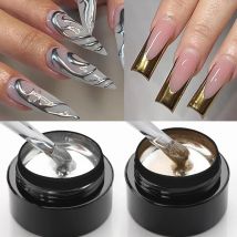 Metallic Painting Gel Chrome Gold Silver Rose Gold Mirror Effect Nail Polish Super Bright Drawing Line French Nail Art Varnish