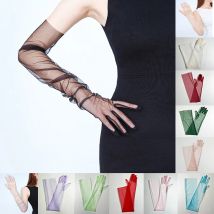 Frauen Ultra Tüll Handschuhe Mesh Sheers Voll finger Ellbogen lange Handschuhe Vintage Sonnenschutz handschuhe Hochzeit Braut Kleid Fäustlinge