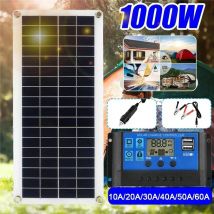 1000W Panel słoneczny 12V Ogniwo słoneczne 10A-100A Kontroler Panel słoneczny do telefonu RV Samochód MP3 Ładowarka PAD Zasilanie akumulatorowe na zewnątrz