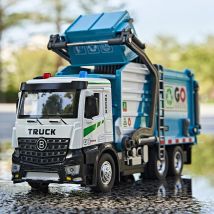 1:18 Elektrische Hygiene Müllwagen Spielzeugautos Modell Licht Sound Miniatur Fahrzeug Türen Geöffnet Auto Kinder Lernspielzeug
