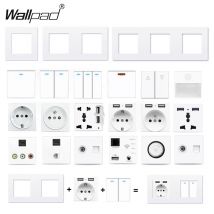 Wallpad 1/2/3Gang mit LED 1/2Way Mechanischer Knopfschalter Teil Wandsteckdose Funktionstaste DIY Kunststoffrahmen Teil Weiß