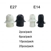 Black White E14 E27 Threaded Light Socket with Shade Ring, Standard Screw-in Light Bulb Socket Replacement, E12 E26 Lamp Holder
