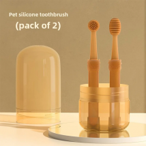 PETCLEAR 2pcs Silicone Pet Toothbrush Soft Dog Cat Oral Care Tongue Scraper Massage Multi-Angle Cleaning Brush for Pets