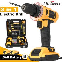 Trapano a percussione a batteria multifunzionale 3 in 1 da 21 V, 45 Nm, 25+3 livelli di coppia, 2 batterie ricaricabili da 1500 mAh, accessori da 104 pezzi