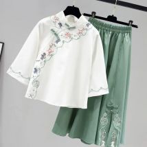 Elegante Hanfu frauen Sommer Neue Schmetterling Süße Chinesische Anzug Bestickt Top Anzug Hanfu Bluse Rock Zwei-stück Set große Größe