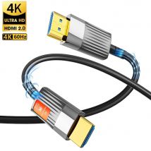 4K HDMI 2.0 Glasfaserkabel 4K@600Hz 2K@120Hz, HDMI-Kabel 4K 18 Gbit/s Hochgeschwindigkeits-HDMI für Roku TV PS5 Xbox RTX3080 3090