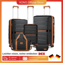 Maleta ligera rígida de polipropileno con cerradura TSA, juego de equipaje de viajero británico con bolsa de viaje, color negro, 5 piezas