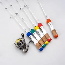 DEUKIO 64cm Wędki do Łowienia Pod Lodem z Włókna Węglowego 2-częściowe Ultralekkie Przenośne Wędki Zimowe Drewniana Rączka EVA Wędki Spinningowe