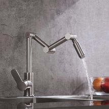 Armdrehgelenk aus Edelstahl 304, verlängert den Küchenspüle-Wasserhahn, Schwarz/Nickel, heiß und kalt, gemischt, universeller zusammenklappbarer Küchenspüle-Wasserhahn