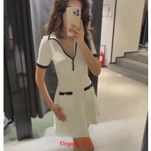 KONDALA Lässiges Minikleid mit kurzen Ärmeln, V-Ausschnitt, plissiertes kurzes Kleid, neu, 2025, Sommermode, Back-to-School-Datum, Alltagskleid