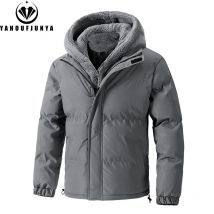 8xl 2024 neue Winter Männer lose Fleece warme Kapuze Parka Jacke Männer festen Reiß verschluss Outdoor wind dichte lässige Mode Jacke männlichen Mantel