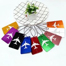 Etichetta per bagagli da viaggio in lega di alluminio Etichetta appesa Etichetta per valigia Aereo con biglietti d'identità con nome Accessori da viaggio in tinta unita anti-smarrimento