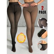 2 sztuki damskich legginsów z polarową podszewką, imitacja przezroczystych czarnych rajstop, bezszwowe rajstopy, wzór żakardowy motyl i panterka