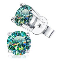 Klassische 4-Krallen-Cyan-Moissanit-Ohrstecker für Damen, 0,5–2 Karat, Labordiamant, S925-Silber, Hochzeitsschmuck mit Zertifikat