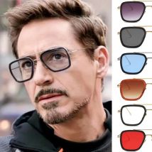 Steam Punk Tony Stark Occhiali da sole Uomo Donna Moda Occhiali da guida quadrati Montatura in metallo unisex Tonalità alla moda Oculos De Sol