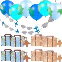 1set Welt Reise Karte Luftballons Können Flugzeug Hängen Papier Banner Für jungen Reise Karte Themen Flugzeug Geburtstag party Dekorationen