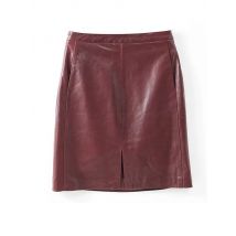 Echtes Leder Frauen Röcke Damen 100% Schaffell Leder Jupe Femme Vorne Split Sexy Wrap Saias Mujer Mid-Länge Burgund Faldas