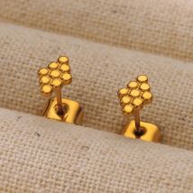 Edelstahl perlen geometrische Ohr stecker für Frauen Goldfarbe ästhetischen Ohrring Hochzeit Weihnachten Modeschmuck bff