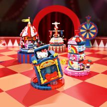 Sanrio Magie Zirkus Bausteine Kuromi Hellokitty Nette Anime Charakter Szene Modell Ziegel Kreative Dekoration Kinder Spielzeug Geschenk
