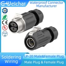 LP20 wasserdichter Steckverbinder, IP68, industrieller kreisförmiger elektrischer Luftfahrt-Stecker, M20, 2–12-poliger Stecker und Buchse