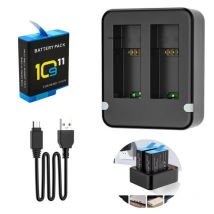 Dual-Port-Steckplatz, doppeltes Ladegerät für Gopro Go Pro Hero 11 10 9, Schwarz mit USB-Kabel, Action-Kamera-Zubehör