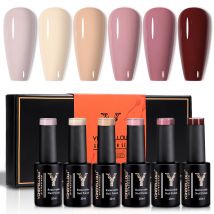 YOKEFELLOW Gel-Nagellack-Set, 6 Farben, Hauttöne, nacktes Rosa, Gel-Nagellack, braun, neutral, Soak Off, Nail Art Design, Salon, DIY