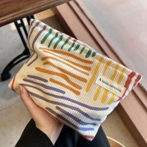 Cord-Kosmetiktasche für Damen, großes Fassungsvermögen, Make-up-Aufbewahrungstasche, tragbarer Reise-Organizer, Kulturbeutel mit Reißverschluss