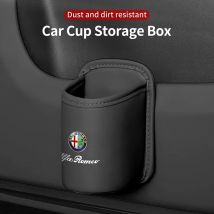 Leather Car Door Cup Holder Auto Seat Drink Rack Storage Bin For Alfa Romeo 159 Giulietta Giulia 147 Mito 166 GT Stelvio F1