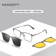 KANSEPT Titan 3 In 1 Magnet Clip Optische Myopie Gläser Für Männer Polarisierte Sonnenbrille Hyperopie Rezept Lesebrille