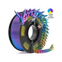 Tricolor Silk PLA 3D Printer Filament, 1.75mm Multicolor 3D Printing Filament, Purple&Sky Blue&Yellow Filament, 250g (0.55lbs)