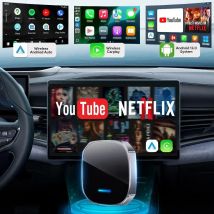 Universeller kabelloser Android Auto Apple CarPlay Dual-WiFi-Adapter Smart AI Box mit Multimedia-Video für Youtube Netflix TikTok
