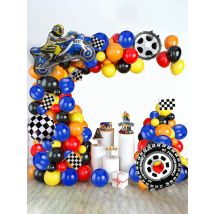 114-teiliges Racing-Ballonbogen-Girlanden-Set, Reifen-Rennballons, Kinder-Monster-Truck-Party NASCAR-Party, Rennparty-Dekorationen