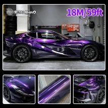 18 m Rolle hochglänzende metallische Mitternachtsviolette Vinylfolie Aufkleber DIY Car Wrap Folie mit Air Release Selbstklebende Aufkleberverpackung