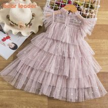 Bear Leader Summer Sweet and Cute Children's Clothing Sequin Decoration Mesh Cake Dress Birthday Party Girls' Dress New Year