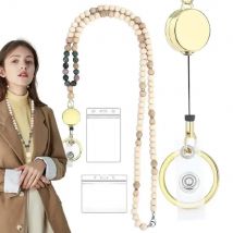 Stilvolle Halskettenidee für Frauen, Geschenkidee, Ausweis, Arbeitskarte, Schlüsselband, einziehbare Abzeichen, Perlen-Lanyard-Halter, geeignet für Freundinnen