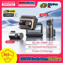 2025New DDPAI 4K Dash Cam Z60 Pro soporte cámara Interior delantera y trasera para coche SONY STARVIS2 678 Sensor 5GHz Wi-Fi ADAS 4G DVR para coche