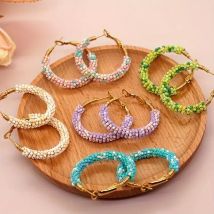 Beste Dame handgemachte Reis perlen bunte Creolen hand gefertigte Perlen Creolen minimalist ische elegante Damen ohrringe Schmuck