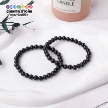 1pc natürlichen Kristall Shungite Polieren Rock Ball Armband runde Kristall Mode Armband Party Geschenk DIY Schmuck