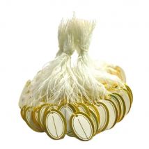 500pcs Oval Label Tie String Price Display Tags Cotton thread decorated paper card 26x18mm