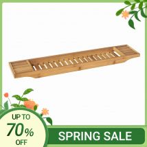 SoBuy FRG212-N 80 cm di lunghezza bellissimo ripiano per vasca da bagno in bambù bordo per vasca da bagno raggi per vasca ponte per vasca