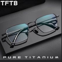TFTB All Titanium Business Herren Brillengestell Ultraleicht 9,7 g Luxusbrillen Retro Mode Optische verschreibungspflichtige Brillen 142 mm