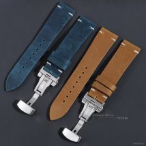 Nähte Rindslederarmband 18mm 20mm 21mm 22mm 24mm Handgelenk Armband für Seiko Vintage Leder Uhrenarmband Schmetterlingsschnalle Armband
