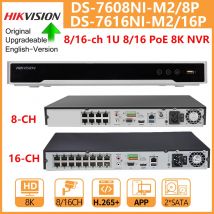 Hikvision PoE 8K NVR 8CH DS-7608NI-M2/8P 16CH DS-7616NI-M2/16P 8/16 Porta POE HDMI/VGA Uscita indipendente Videoregistratore di rete