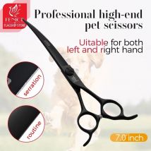Fenice 7,0 zoll Schwarz Curved Professionelle Pflege Schere Hund Haar Schneiden Scher JP440C Pet