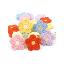 40Pcs 2.8cm Woolen Yarn Embroidery Flowers Patches Sew-on Appliques for Crafts Headwear Accessories DIY Hairpin Decor Ornaments
