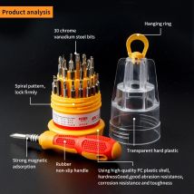 Multifunktionales manuelles Präzisionswartungswerkzeug, 31-in-1-Mini-Set mit Schraubendreher, abnehmbarer Anti-Rutsch-Griff
